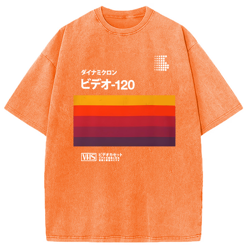 Modecanvas Retro Japanese VHS Cassette Washed T-Shirt
