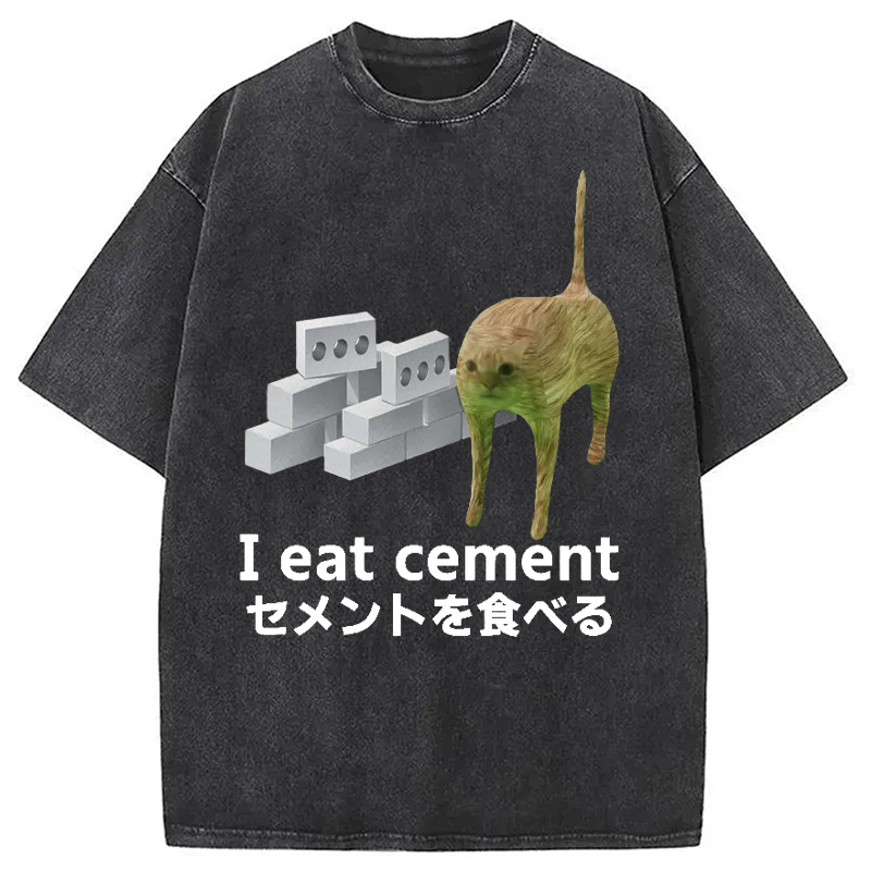 Modecanvas Cement Brick Cat Vintage Washed T-Shirt