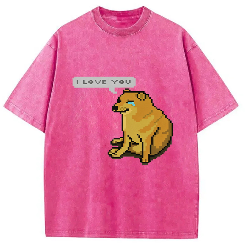 Modecanvas Cheems Luvs You DTG Printing Washed T-Shirt