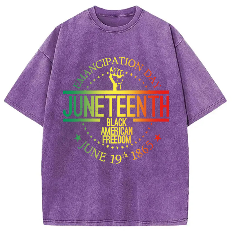 Modecanvas Juneteenth Independence Day DTG Printing Washed T-Shirt
