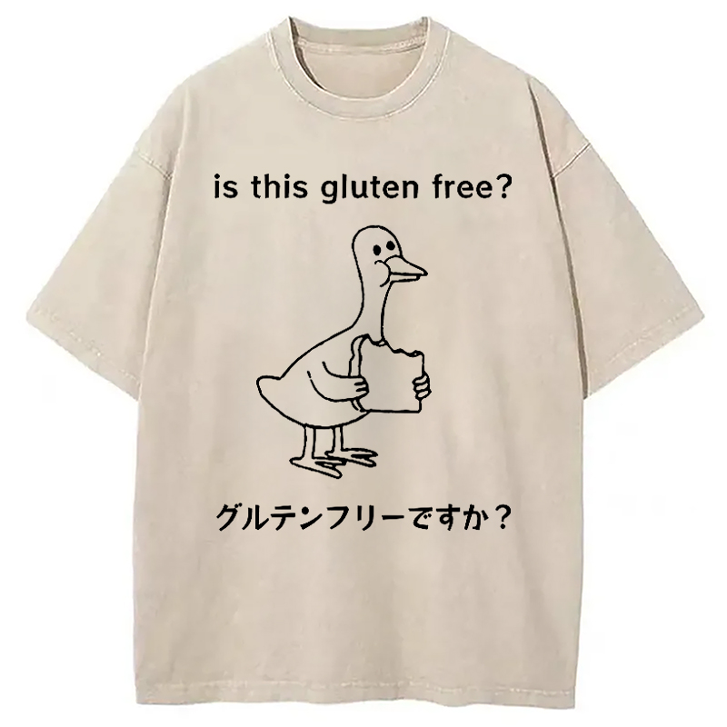 Modecanvas Avoid Gluten Product Washed T-Shirt-modecanvas