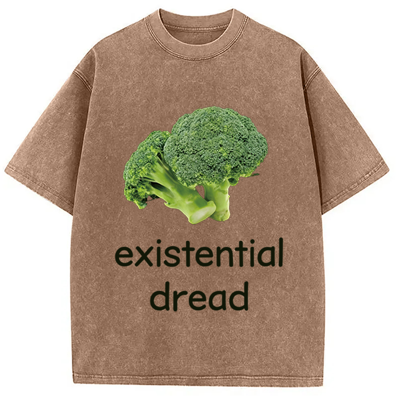 Modecanvas Existential Dread Broccoli DTG Printing Washed T-Shirt