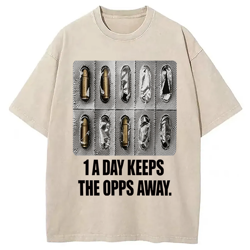 Modecanvas 1A Day Keeps The OPPs Away DTG Printing Washed T-Shirt