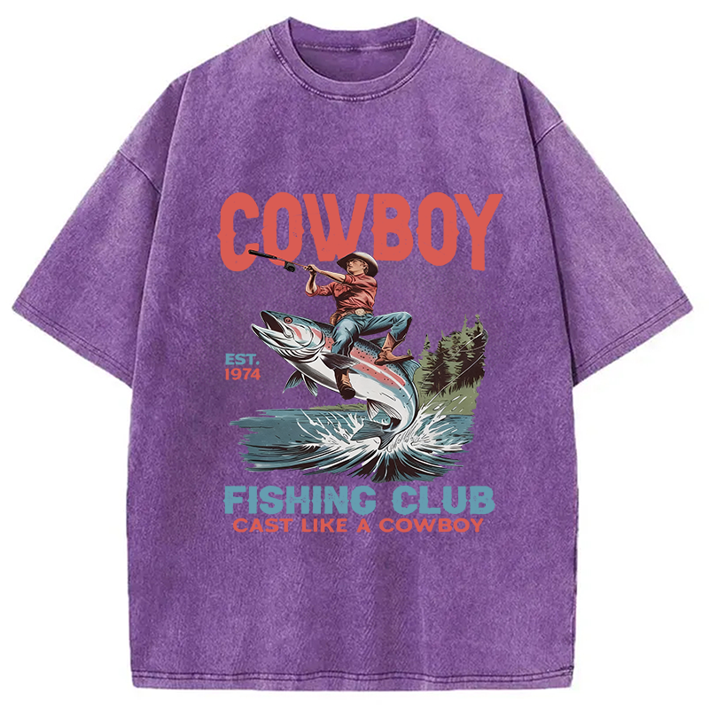 Modecanvas Vintage Cowboy Fish Washed T-Shirt