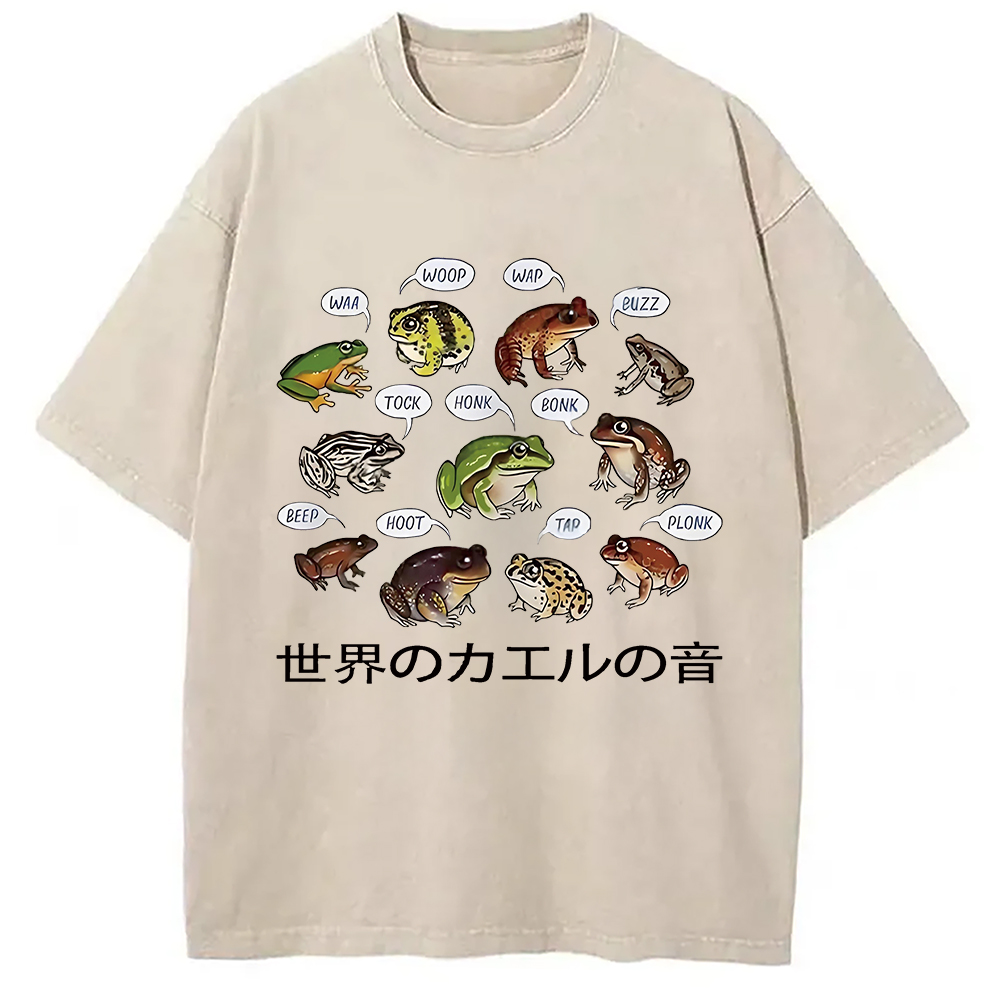 Modecanvas Frog Sounds From Around The World Washed T-Shirt