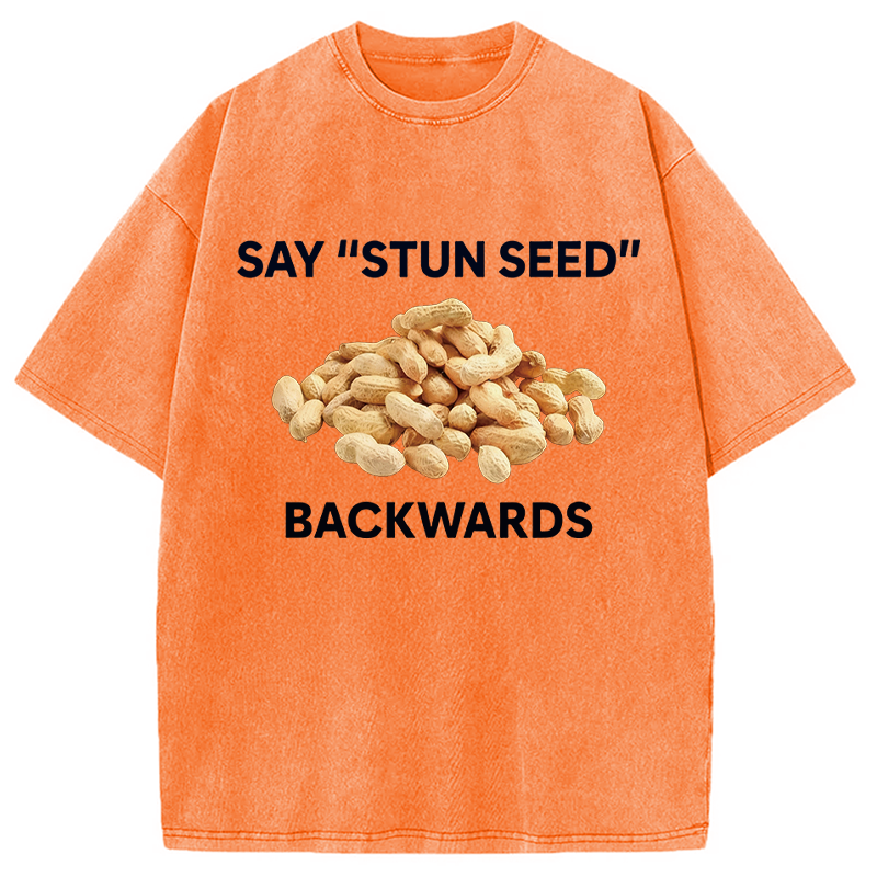 Modecanvas Say Stun Seed Backwards DTG Printing Washed T-Shirt