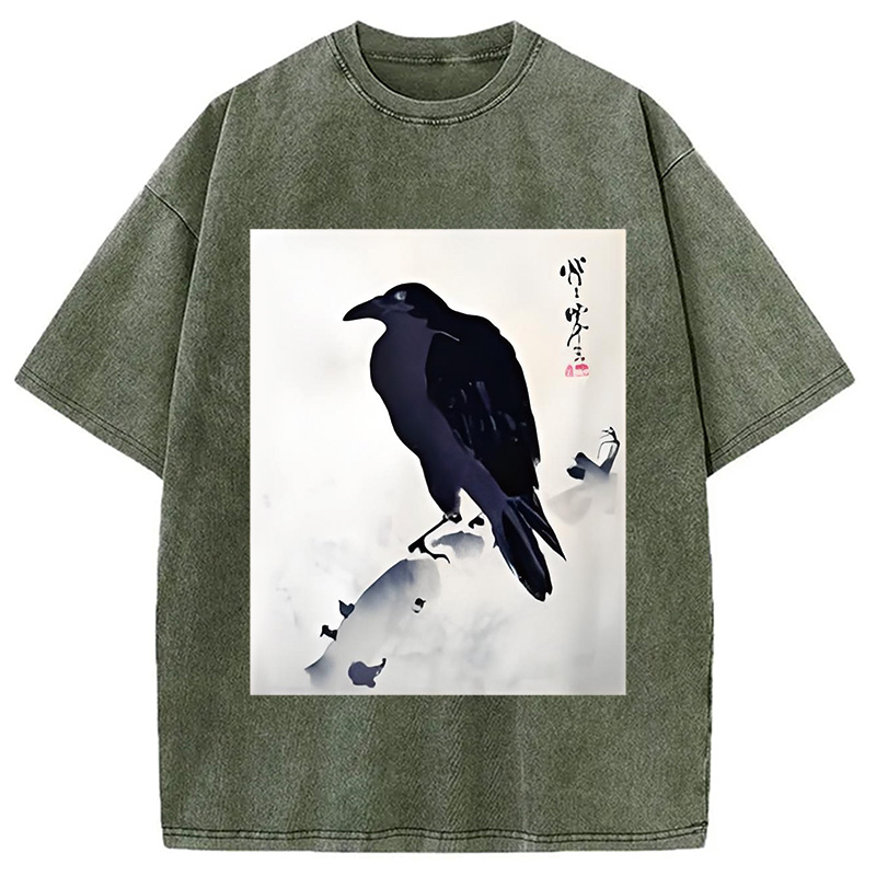 Modecanvas Japanese Kyosai Crow Washed T-Shirt