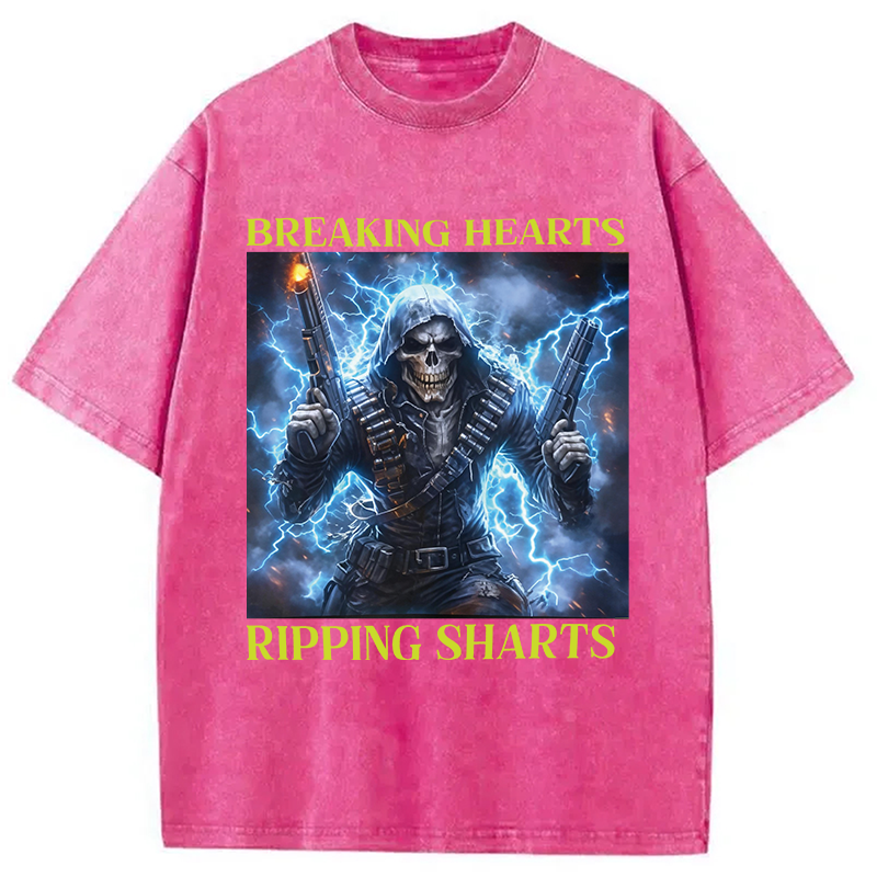 Modecanvas Breaking Hearts Ripping DTG Printing Washed T-Shirt