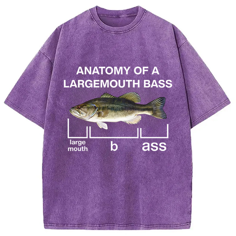 Modecanvas Anatomy Of A Large Mouth Bass Fish DTG Printing Washed T-Shirt