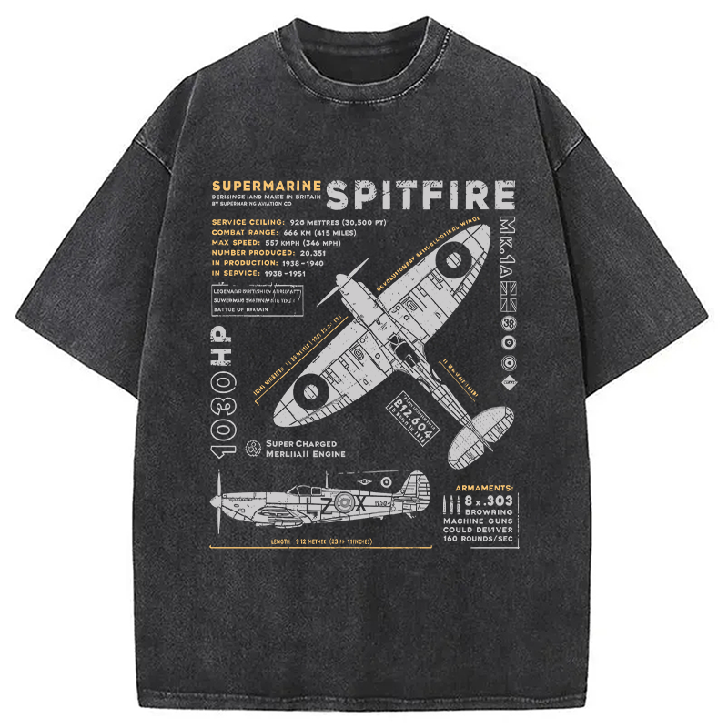 Modecanvas Royal Air Force Marlin Figher DTG Printing Washed T-Shirt