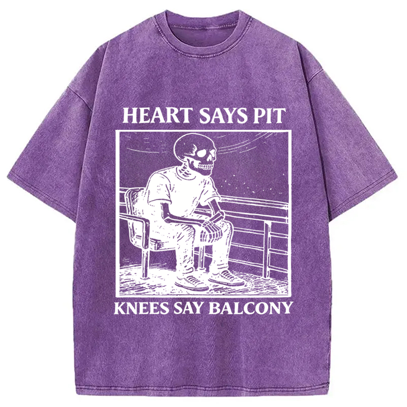 Modecanvas Heart Says Pit Knees Say Balcony DTG Printing Washed T-Shirt