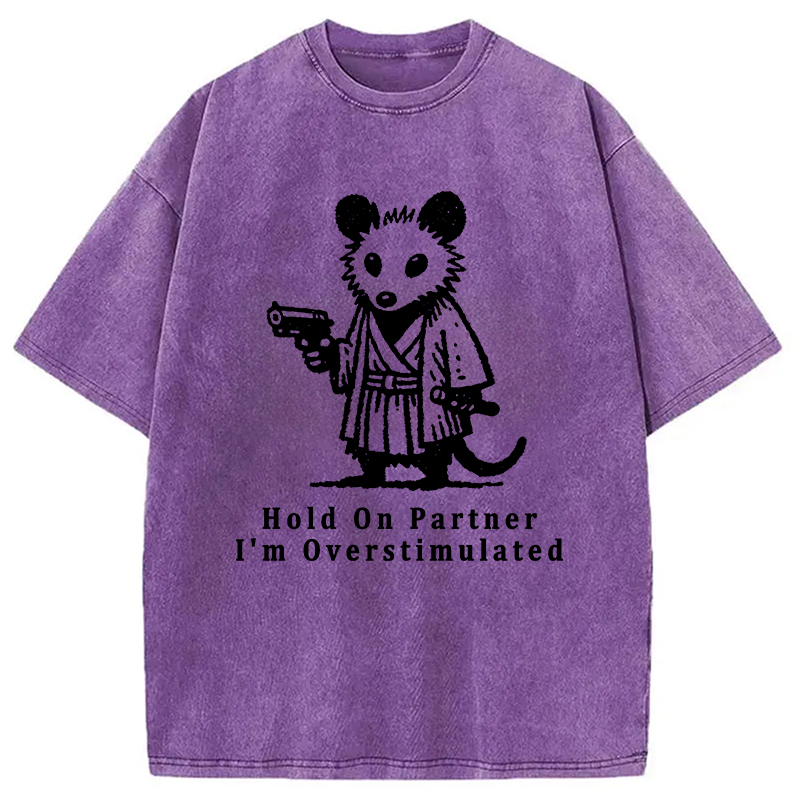 Modecanvas Funny Possum Samurai Washed T-Shirt