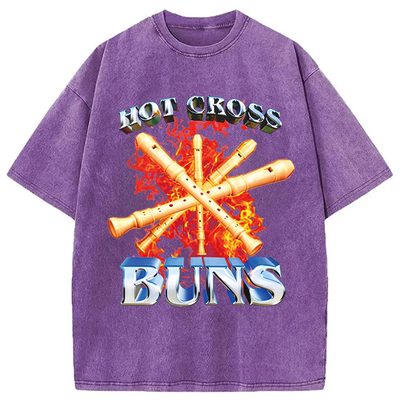 Modecanvas HOT CROSS BUNS DTG Printing Washed T-Shirt