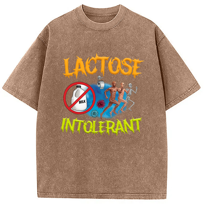 Modecanvas Lactose Intolerant Ironic Sarcastic Funny Washed T-Shirt