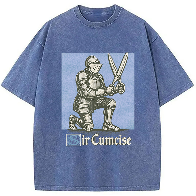 Modecanvas Funny Knight Meme DTG Printing Washed T-Shirt
