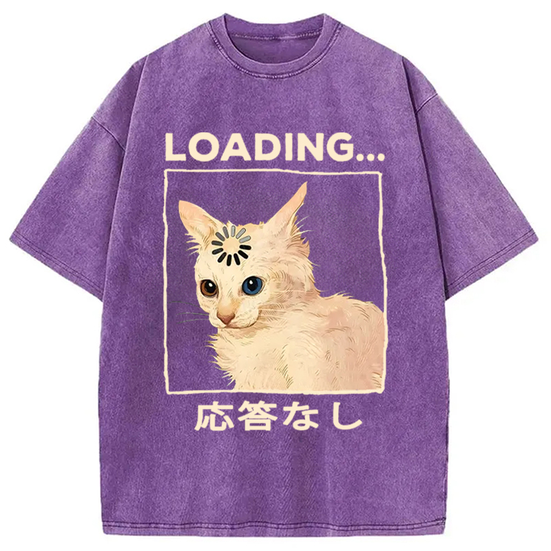 Modecanvas Funny Cat Loading Washed T-Shirt