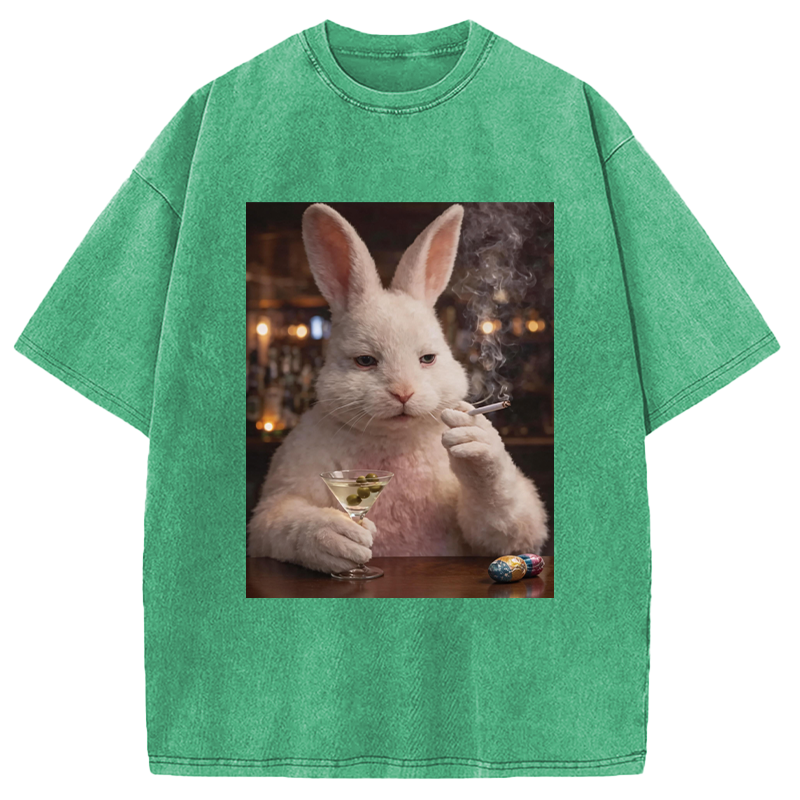 Modecanvas Unhinged Easter Bunny DTG Printing Washed T-Shirt