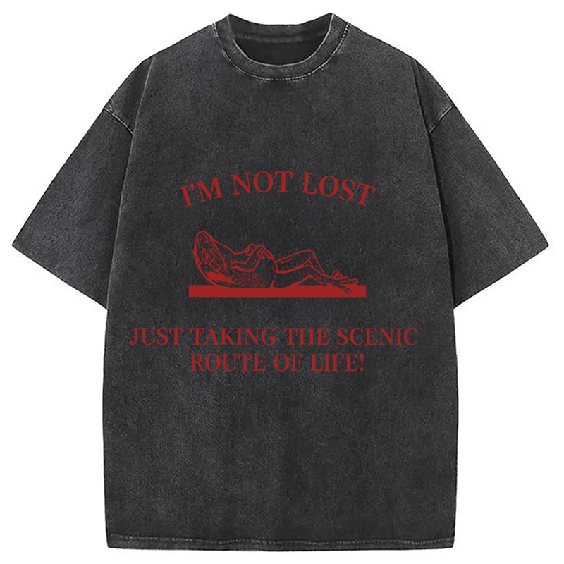 Modecanvas Im Not Lost DTG Printing Washed T-Shirt