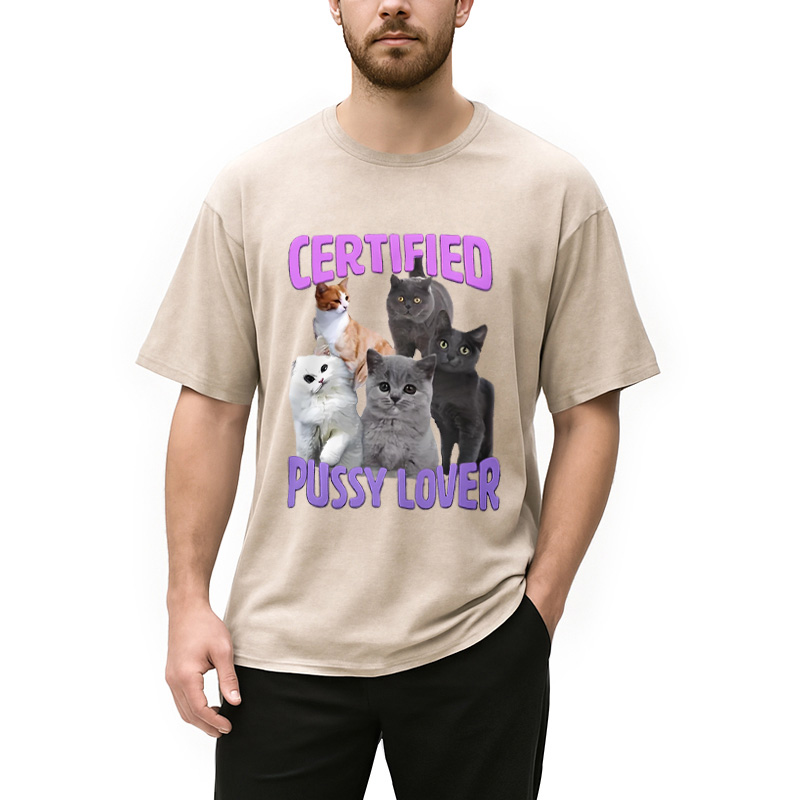 Modecanvas Certified Pussy Lover Washed T-Shirt