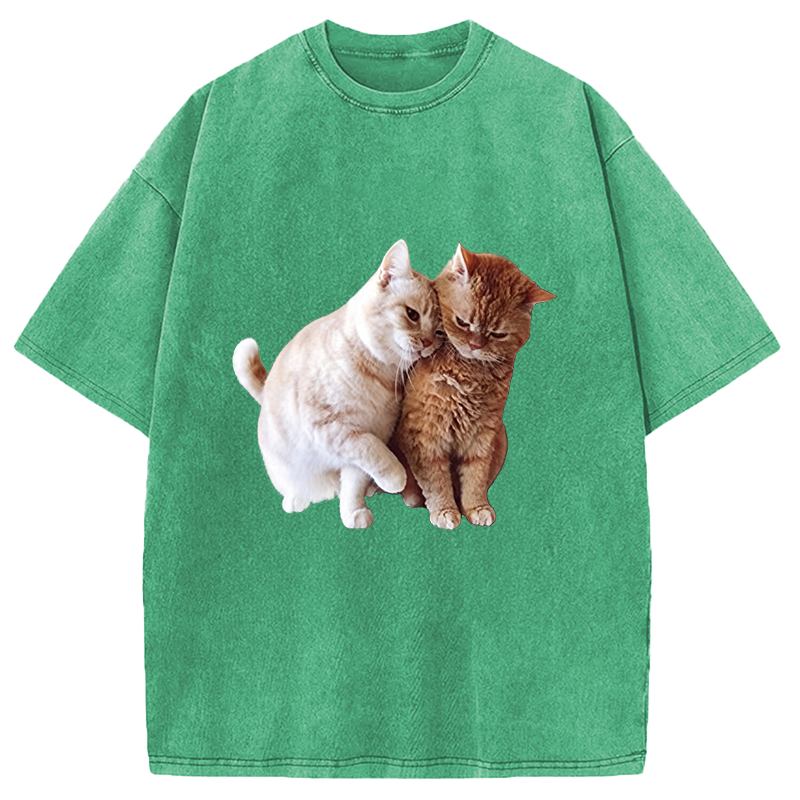 Modecanvas Gentle Cats DTG Printing Washed T-Shirt