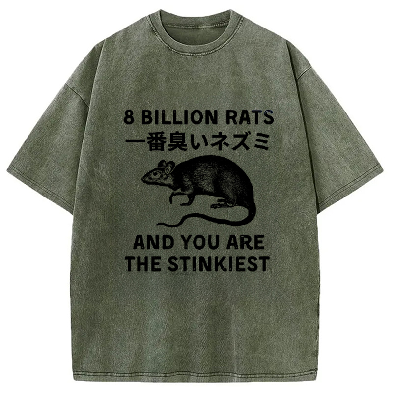 Modecanvas Funny Japanese Rat Washed T-Shirt