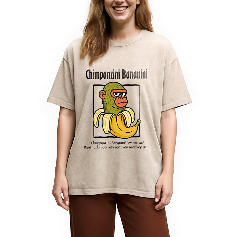 Modecanvas Chimpanzini Bananini Funny DTG Printing Washed T-Shirt