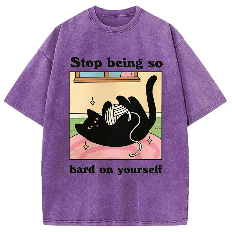 Modecanvas Hard On Yourself DTG Printing Washed T-Shirt