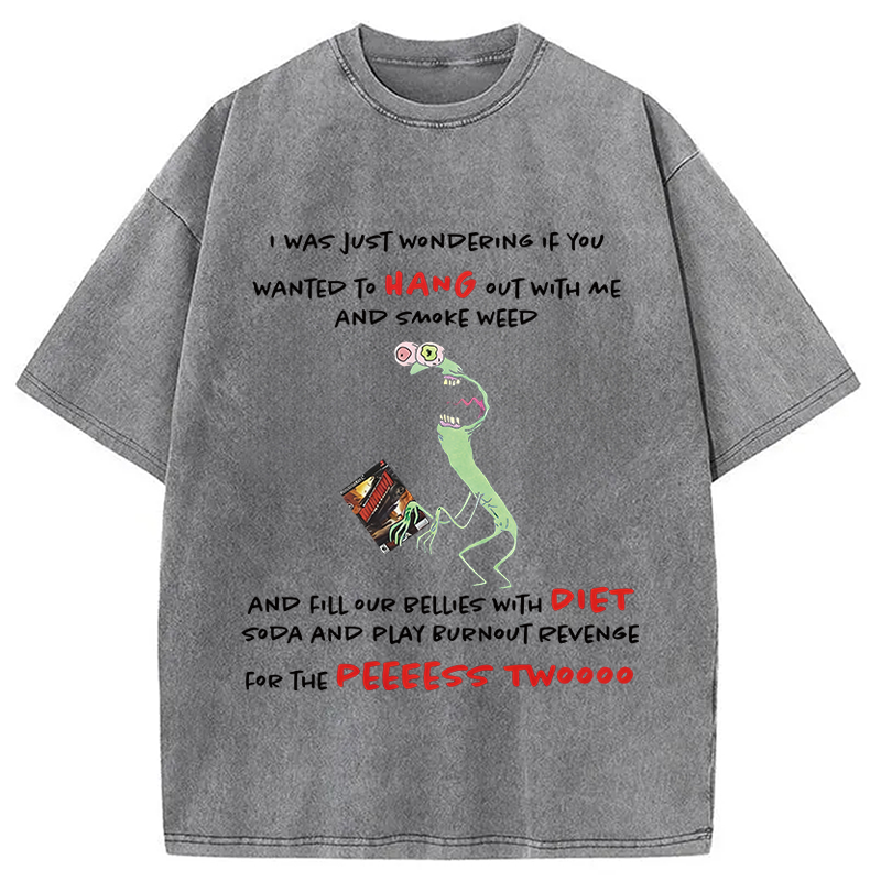 Modecanvas Mr. Landlord Smiling Friends I Was Just Wondering DTG Printing Washed T-Shirt