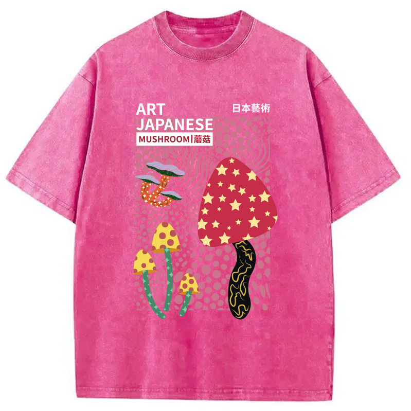 Modecanvas Japanese Art Mushroom Vintage Washed T-Shirt
