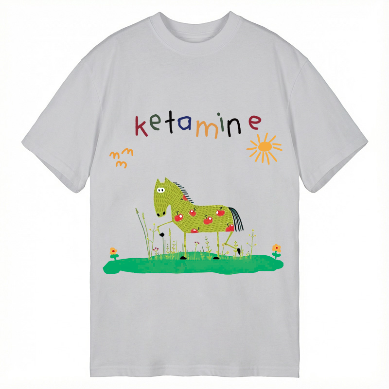 Modecanvas Funny Ketamine Horse DTG Printing Classic T-Shirt-modecanvas
