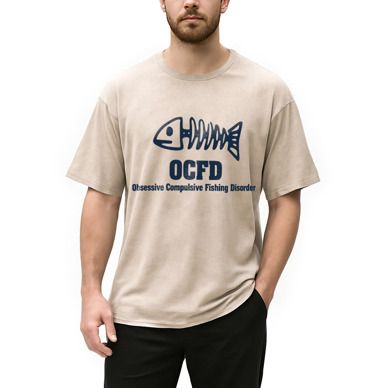 Modecanvas OCFD Funny Fishing DTG Printing Washed T-Shirt