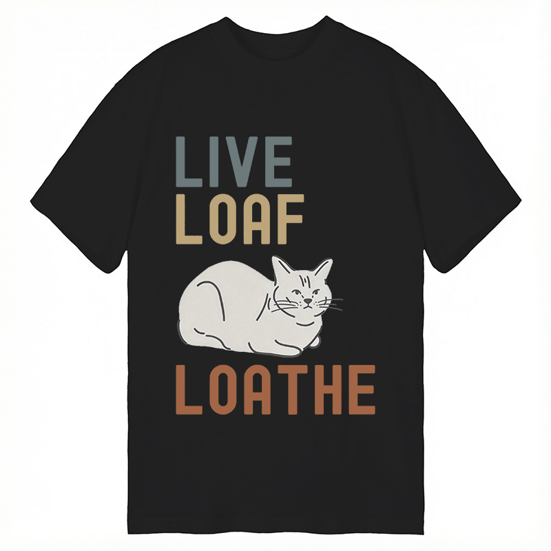 Modecanvas Live Loaf Loathe Cat DTG Printing Classic T-Shirt-modecanvas
