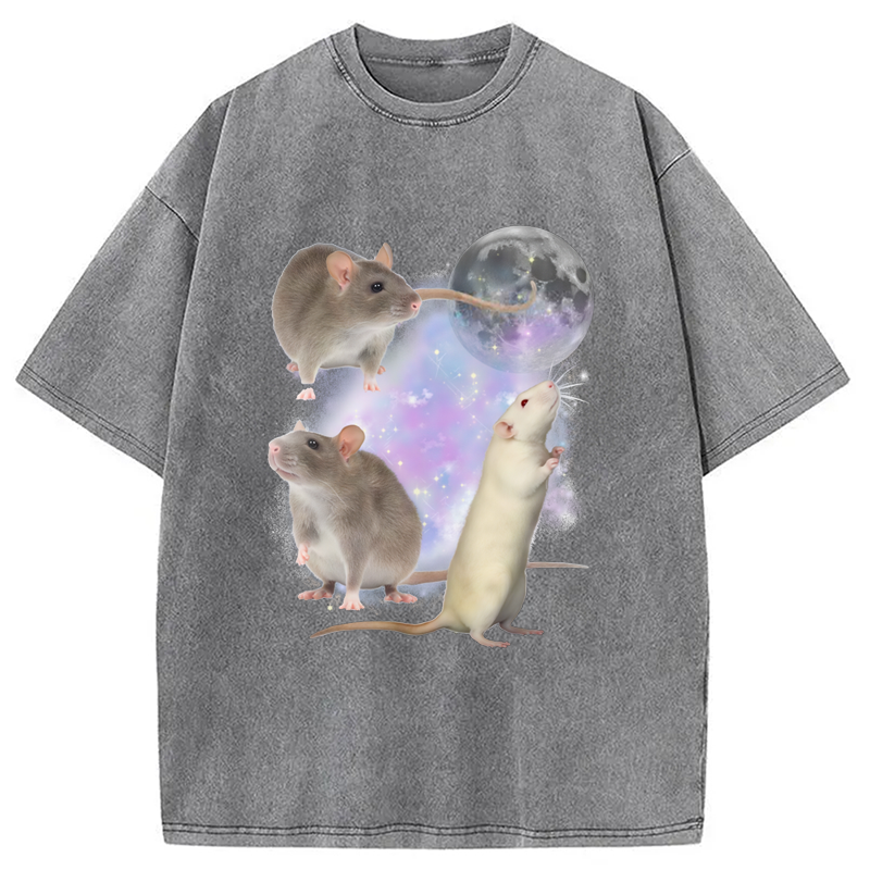 Modecanvas Three Rats Moon Washed T-Shirt
