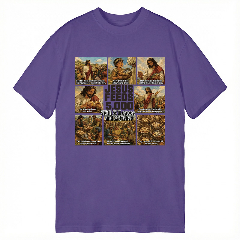 Modecanvas Jesus Feeds 5000 DTG Printing Classic T-Shirt-modecanvas