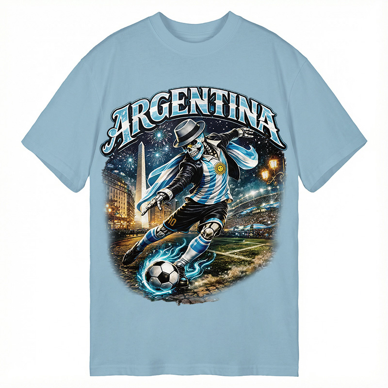 Modecanvas Skull Argentina Football DTG Printing Classic T-Shirt-modecanvas