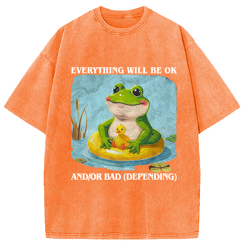 Modecanvas Everything Will Be OK Washed T-Shirt