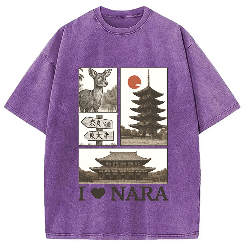 Modecanvas NARA Love Vintage Japanese Washed T-Shirt