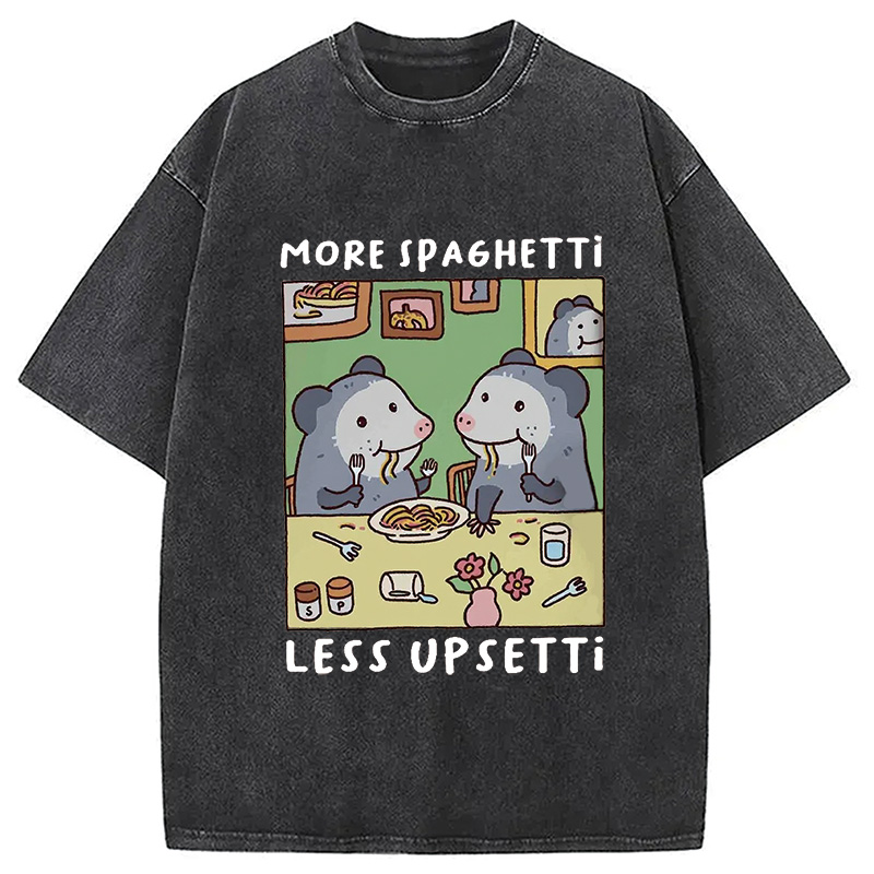 Modecanvas Possums Eating Spaghetti Washed T-Shirt