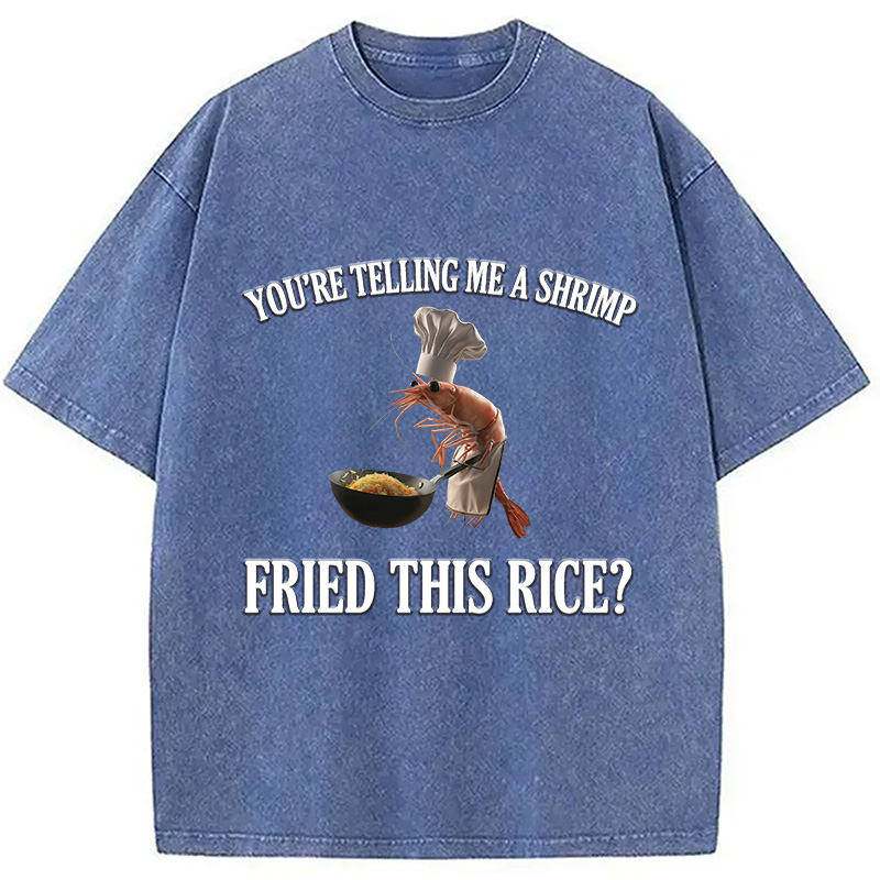 Modecanvas Funny Shrimp Meme DTG Printing Washed T-Shirt-modecanvas