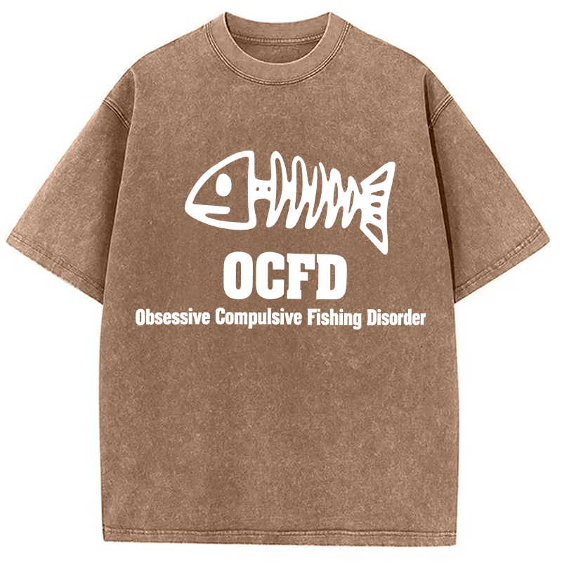 Modecanvas OCFD Funny Fishing DTG Printing Washed T-Shirt