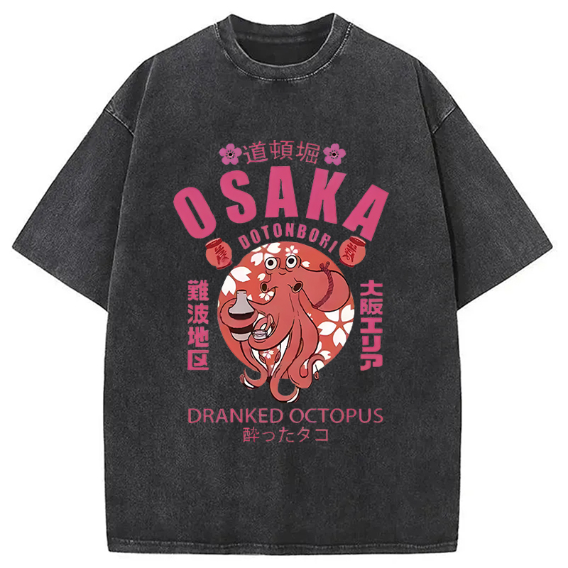 Modecanvas Sakura And Octopus Washed T-Shirt