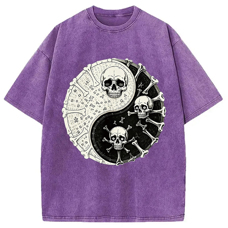 Modecanvas Duality Of The Grave DTG Printing Washed T-Shirt