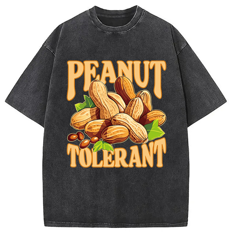 Modecanvas Peanut Tolerant Funny DTG Printing Washed T-Shirt