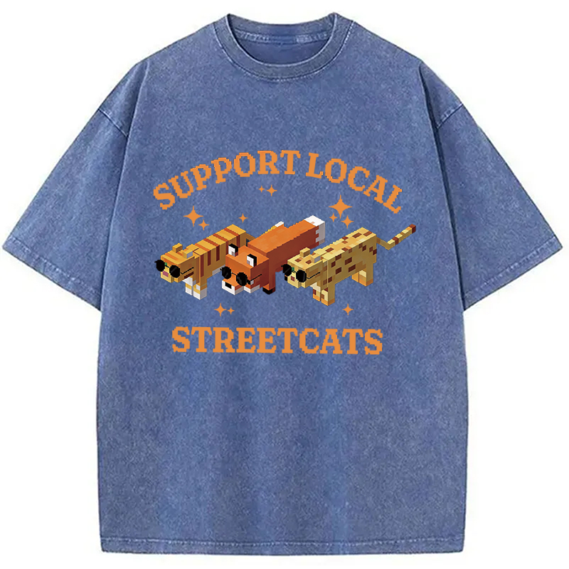 Modecanvas Support Local Streetcats DTG Printing Washed T-Shirt