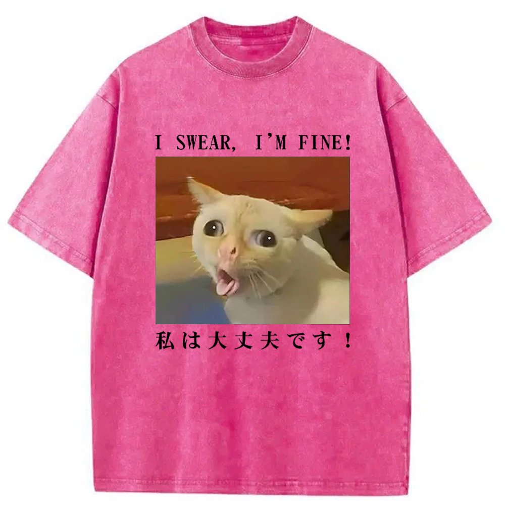 Modecanvas I Am Fine Washed T-Shirt