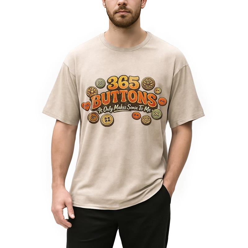 Modecanvas 365 Buttons Meme Retro DTG Printing Washed T-Shirt
