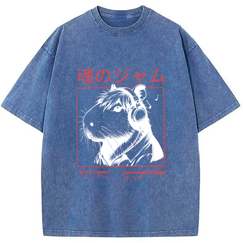 Modecanvas Japanese Capybara Soul Jam Washed T-Shirt