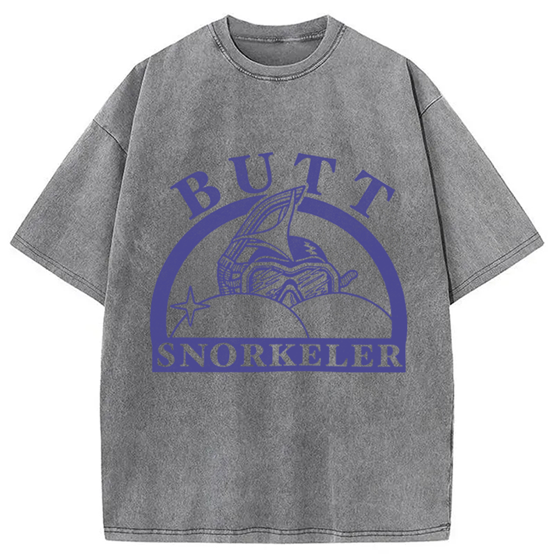 Modecanvas Butt Snorkeler Funny Diving Meme DTG Printing Washed T-Shirt