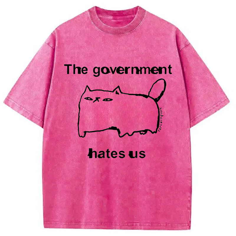 Modecanvas The Government Hates Us DTG Printing Washed T-Shirt