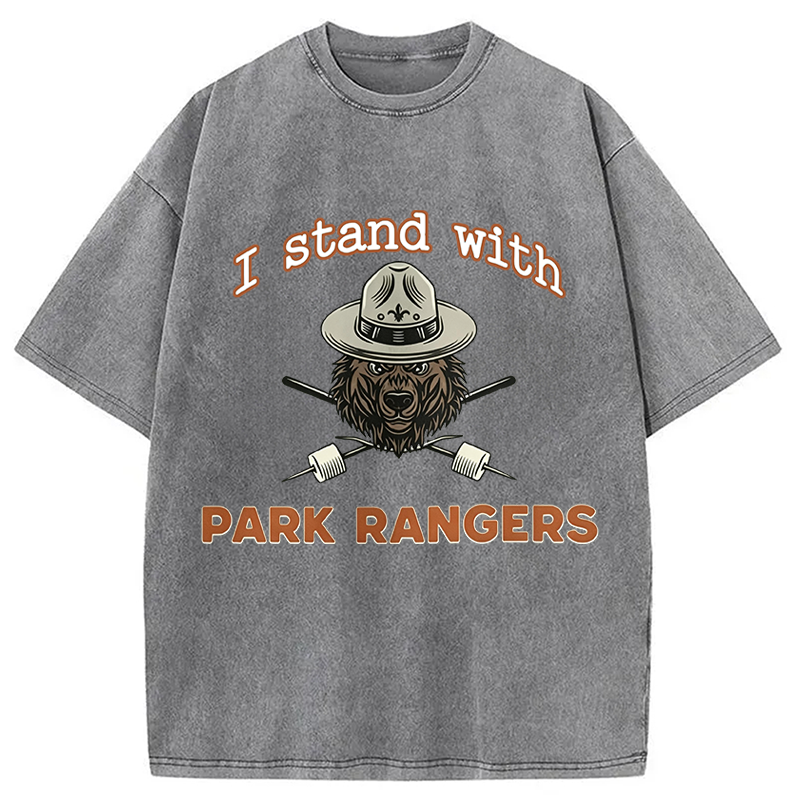 Modecanvas I Stand With Park Rangers DTG Printing Washed T-Shirt